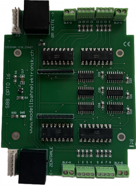 16-fach S88 Rückmeldedecoder mit Optokoppler Eingängen
